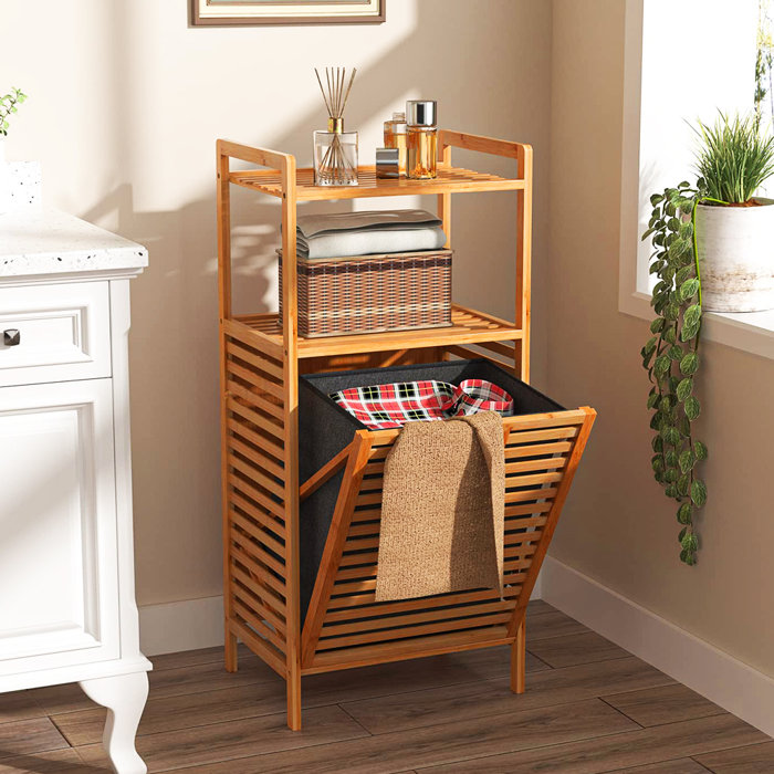 Rebrilliant Bamboo Laundry Hamper Floor Stand Bathroom Storage